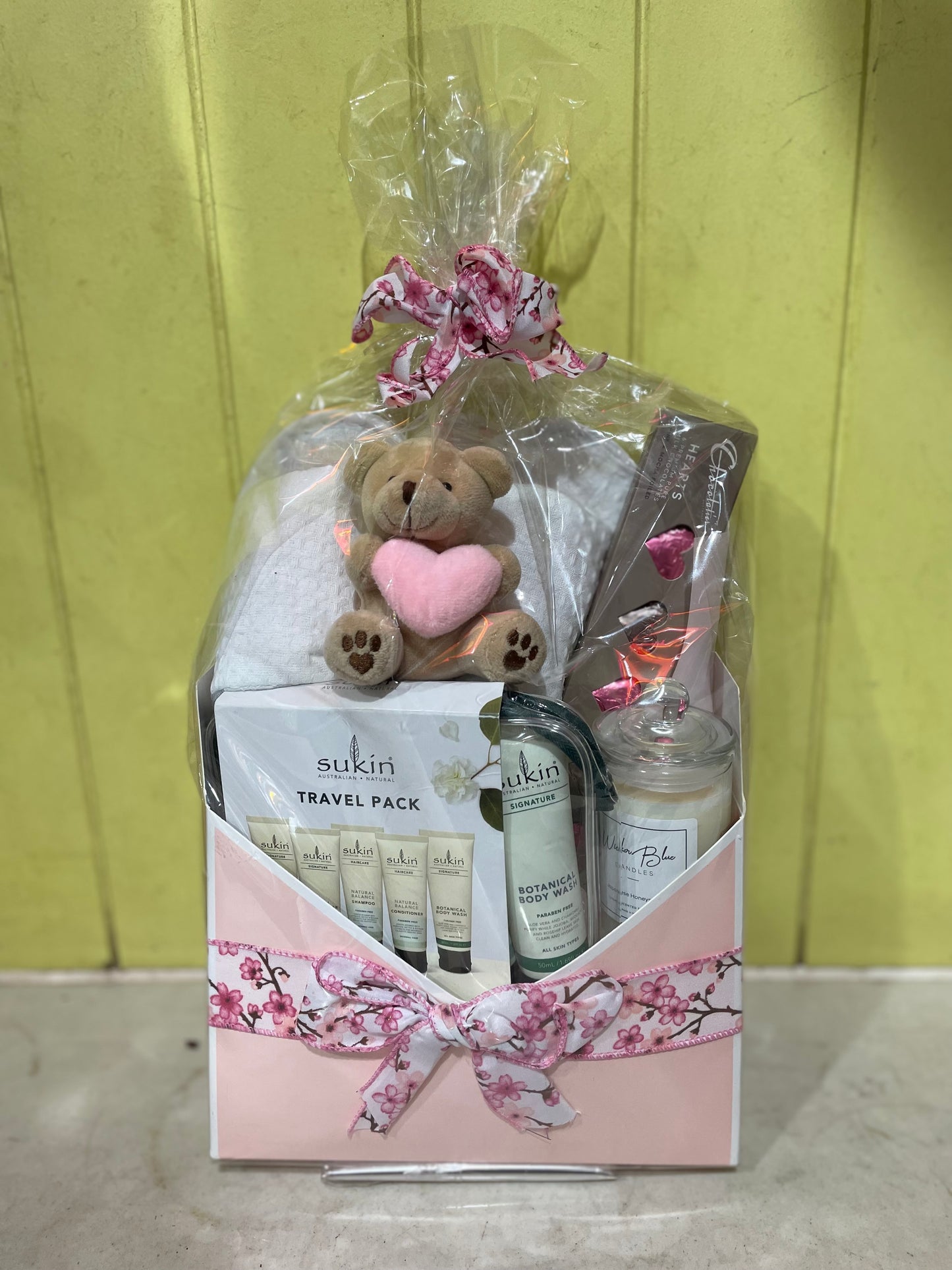 Love & Luxury Pamper Hamper - Sukin, Candle, Teddy & Chocolates