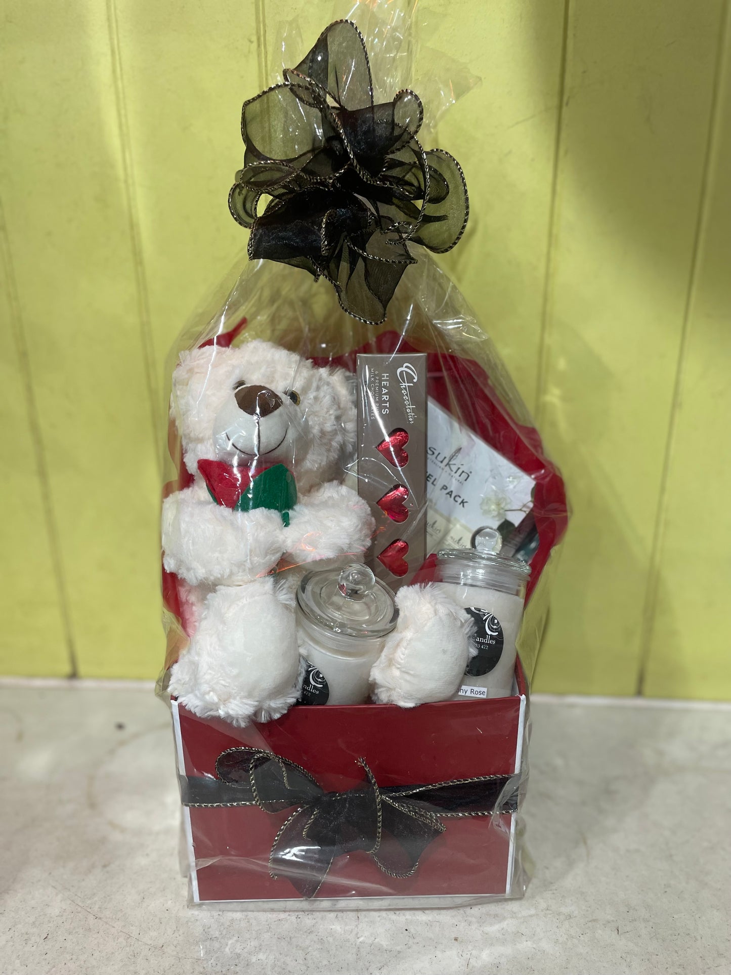 With Love Hamper - Teddy Bear, Candles, Sukin & Chocolates Gift Set